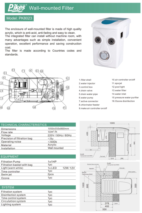 Bloc filtrant en cavalier